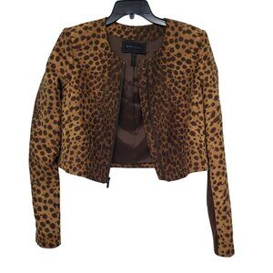 BCBGMaxazria Cheetah Print Suvi Cropped Jacket Y2K Style Full Zip
